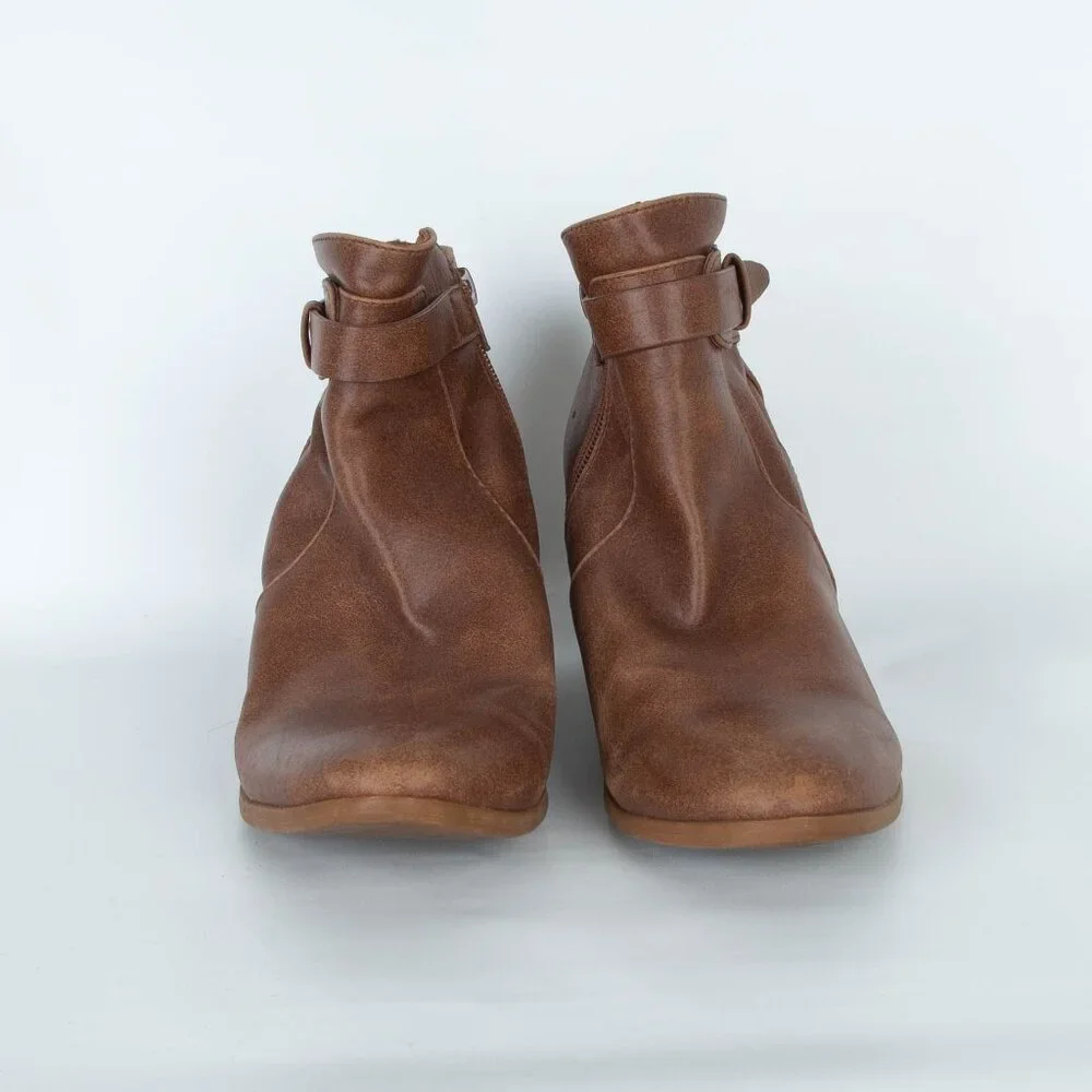 BearTraps Womens Nanette Ankle Boots Size 8M Tan Side Zip Casual‎ Workwear